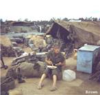3rd  platoon leader enjoying something other than C rations for a change.